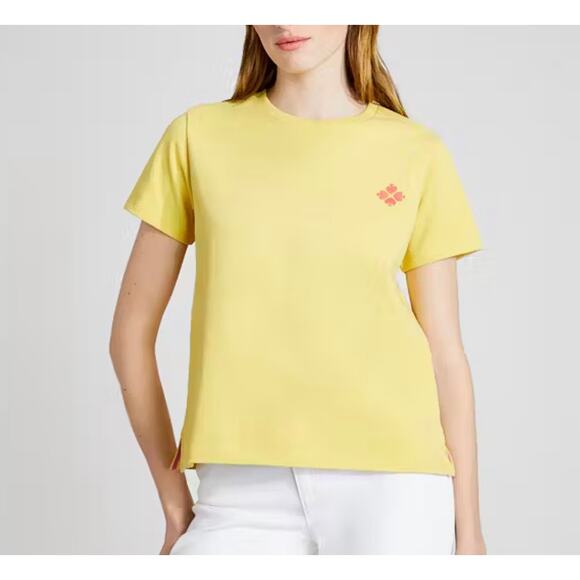 Kate Spade Women’s Yellow Logo Tee Sz L - Picture 1 of 9